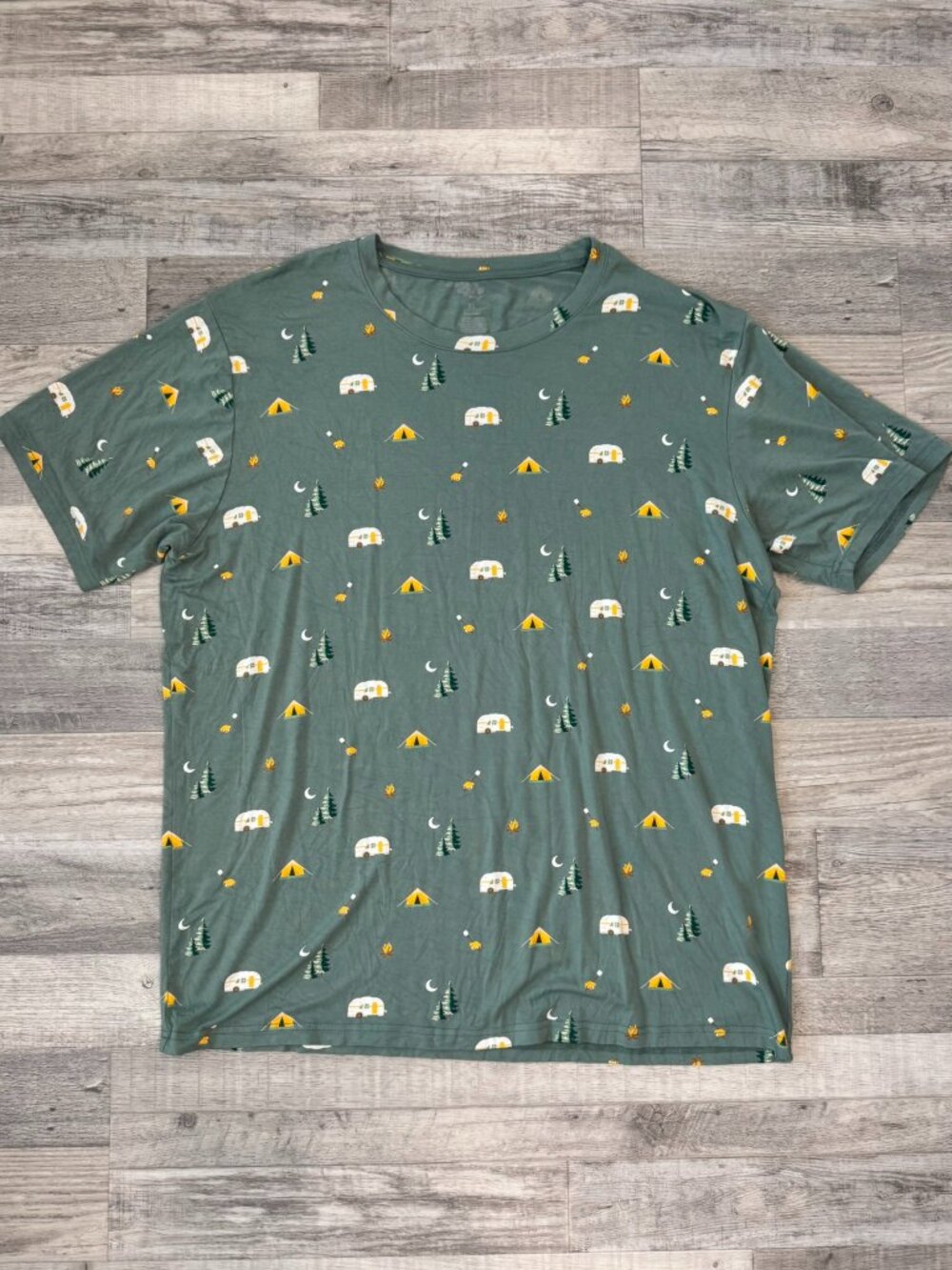 Kyte Baby Women's Green Camper Print Nightshirt Size XL Short Sleeve, Bamboo O9